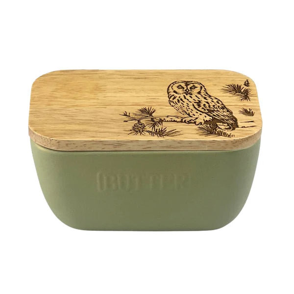 Selbrae Sage Green Butter Dish  -  Tawny Owl
