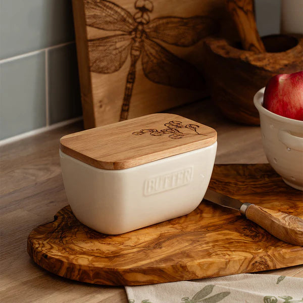 Selbrae White Butter Dish Flora
