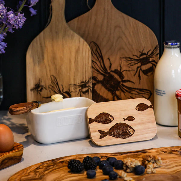 Selbrae White Butter Dish  -  Fish