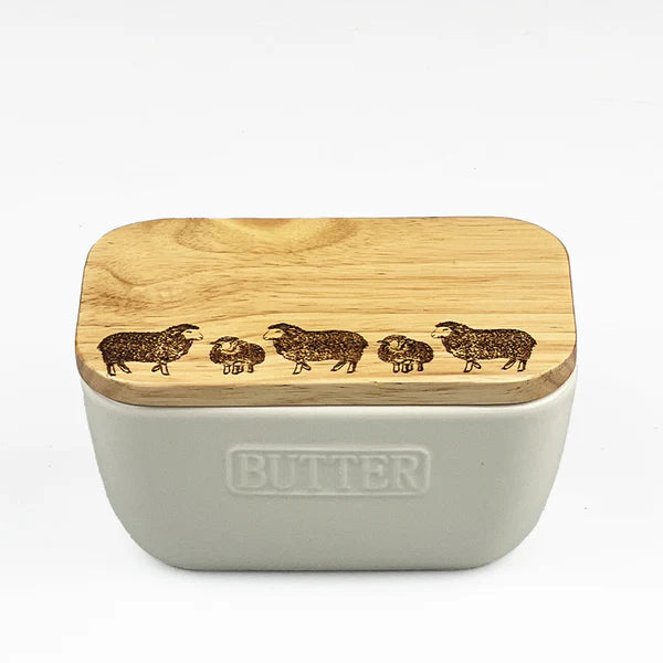 Selbrae White Butter Dish Sheep