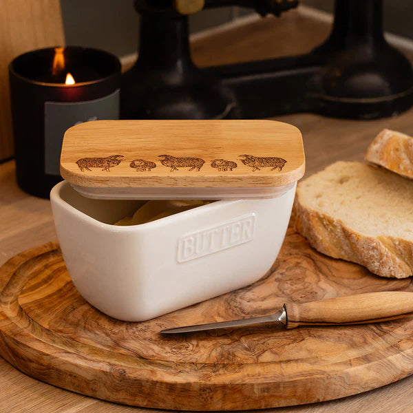 Selbrae White Butter Dish Sheep