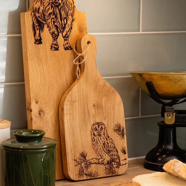 Selbrae Small Oak Hanging Paddle  -  Tawny Owl