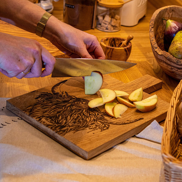 Selbrae Medium Oak Hanging Paddle  - Highland Cow