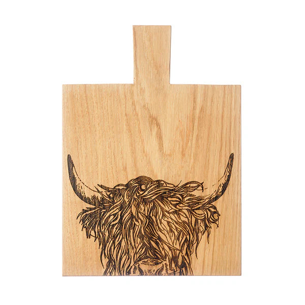 Selbrae Medium Oak Hanging Paddle  - Highland Cow