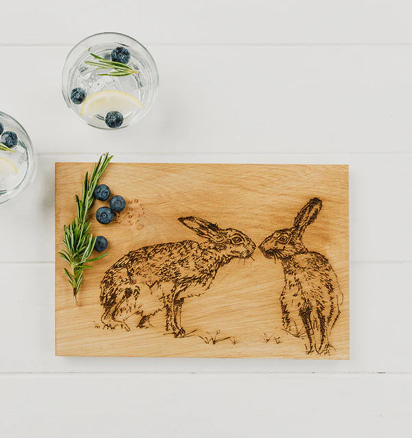 Selbrae Oak Serving Board  - Kissing Hares