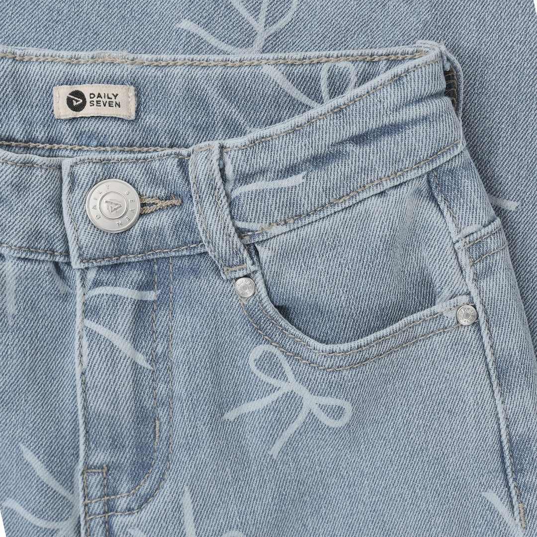 Daily 7 Girls Wide Fit Denim Pant With Bow Detail   930490-7460
