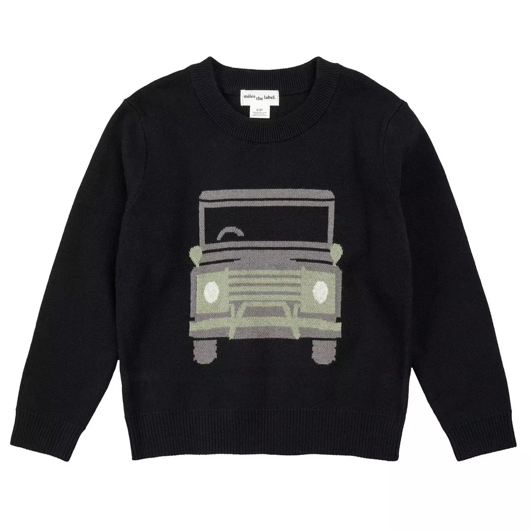 Miles Baby Boy Black Knit Sweater 25FMW05T06