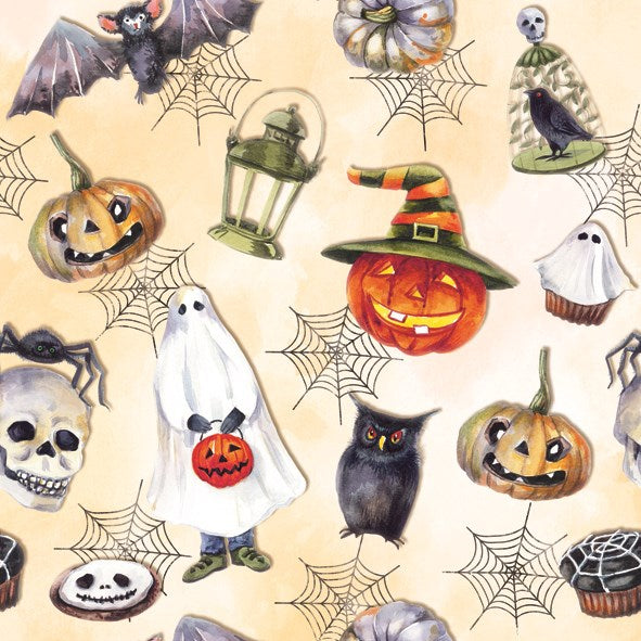 IHR Happy Halloween Napkin   -  Cream