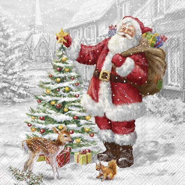 ihr Luncheon Napkin  -  Santa's Xmas Tree
