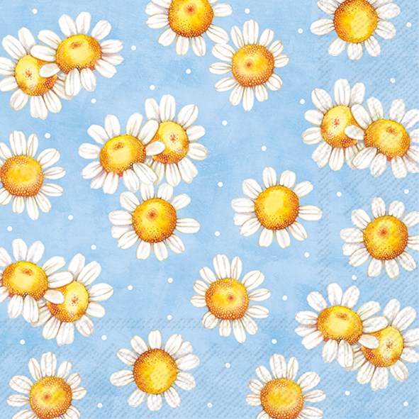 ihr Luncheon Napkin - Sunny Flowers  Light BLue