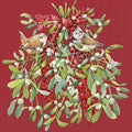 ihr Luncheon Napkin  -  Birds in Mistletoe - Red