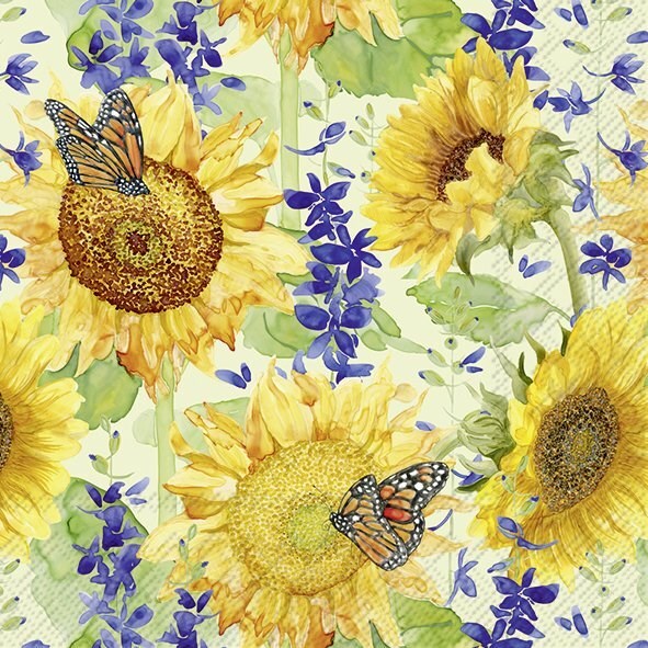 Ihr Luncheon Napkin - Sunflower & Larkspur