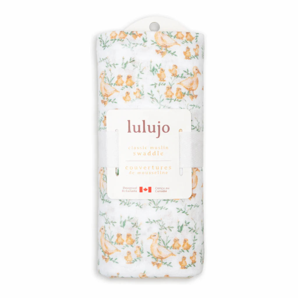 Lulujo Muslin Swaddle Blanket   LJ494   Ducklings