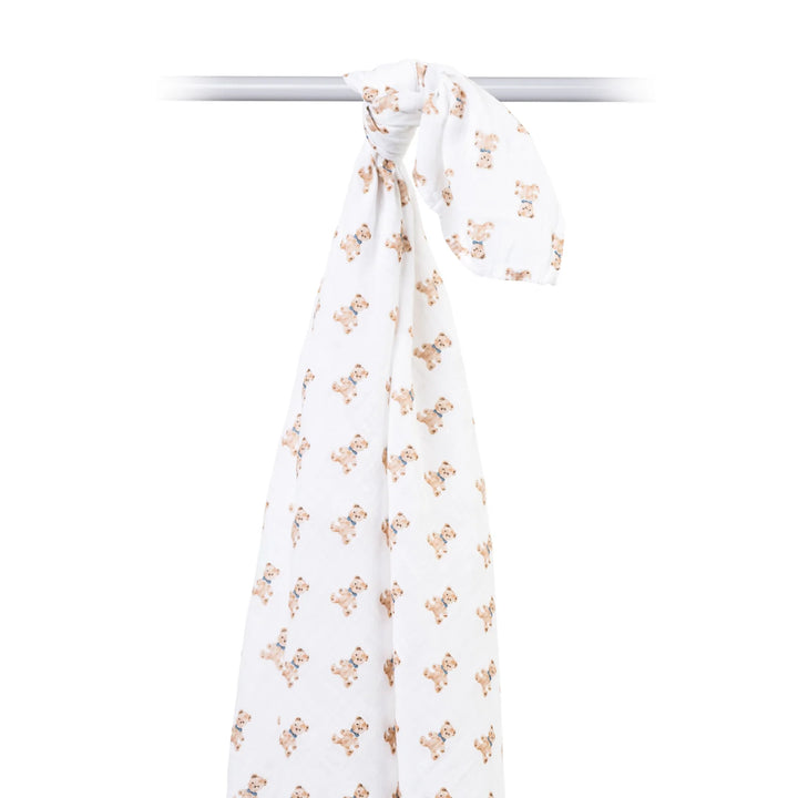Lulujo Muslin Baby Swaddle Blanket   LJ495   Vintage Bear