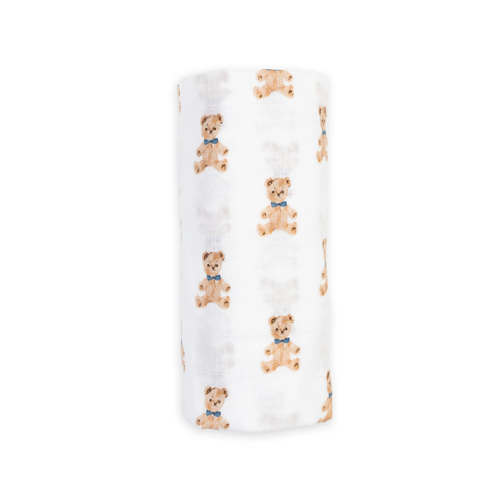 Lulujo Muslin Baby Swaddle Blanket   LJ495   Vintage Bear