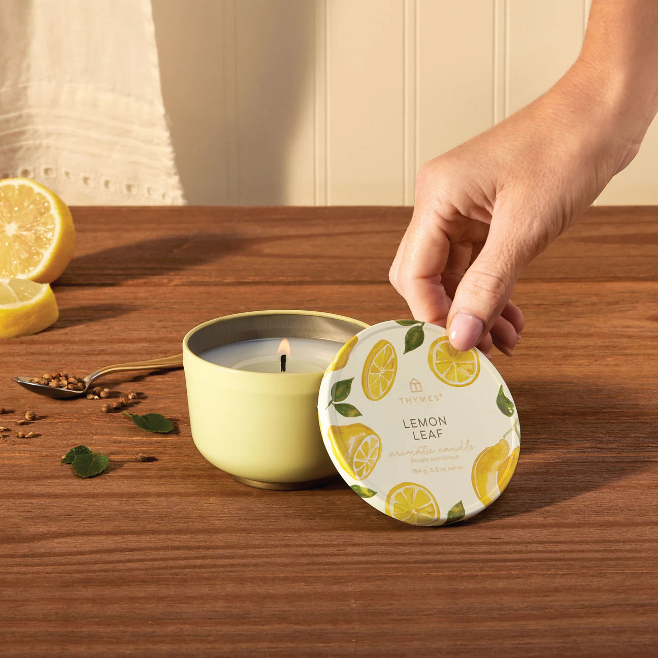 Thymes Lemon Leaf Tin Candle