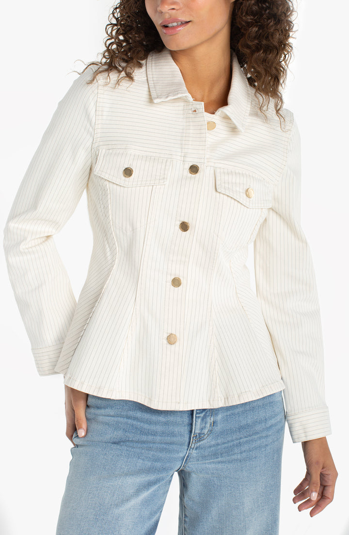 Livrpool Fit and Flare Trucker Jacket  LM1C40QE8P31  Nautical Stripe