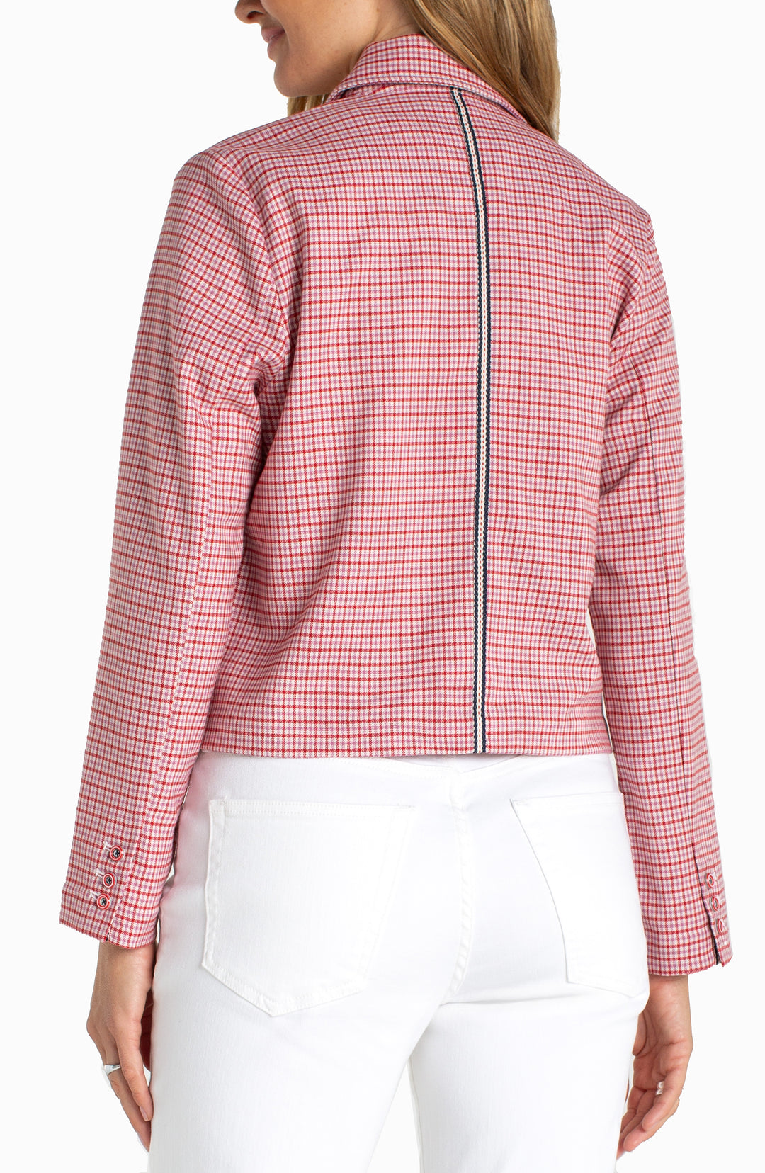 Liverpool Shacket with Flap Pockets  LM1C84TR03  Cherry Red Plaid