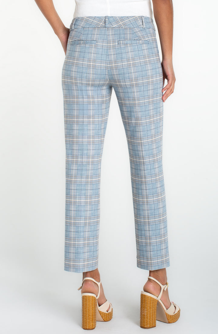 Livrpool Holly Welt Pocket Trouser  LM5400TL57  Shadow Blue Multi Glen Plaid