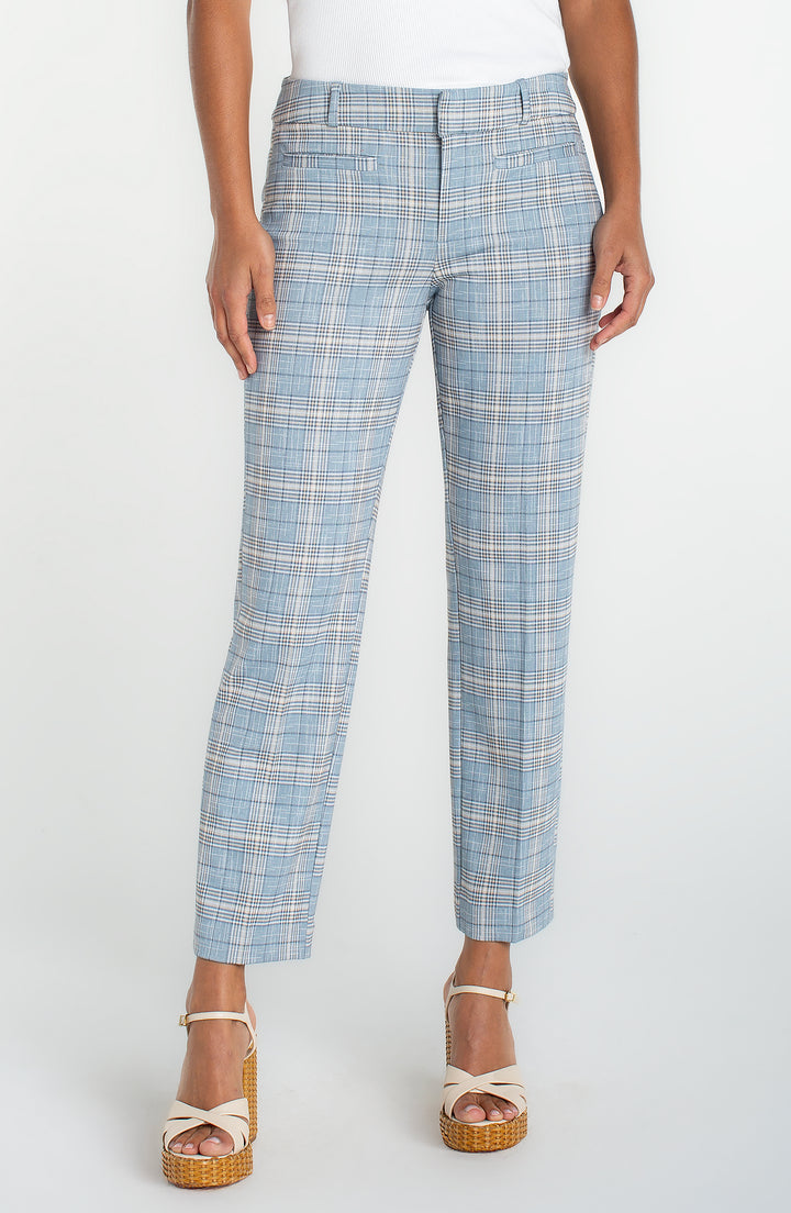 Livrpool Holly Welt Pocket Trouser  LM5400TL57  Shadow Blue Multi Glen Plaid