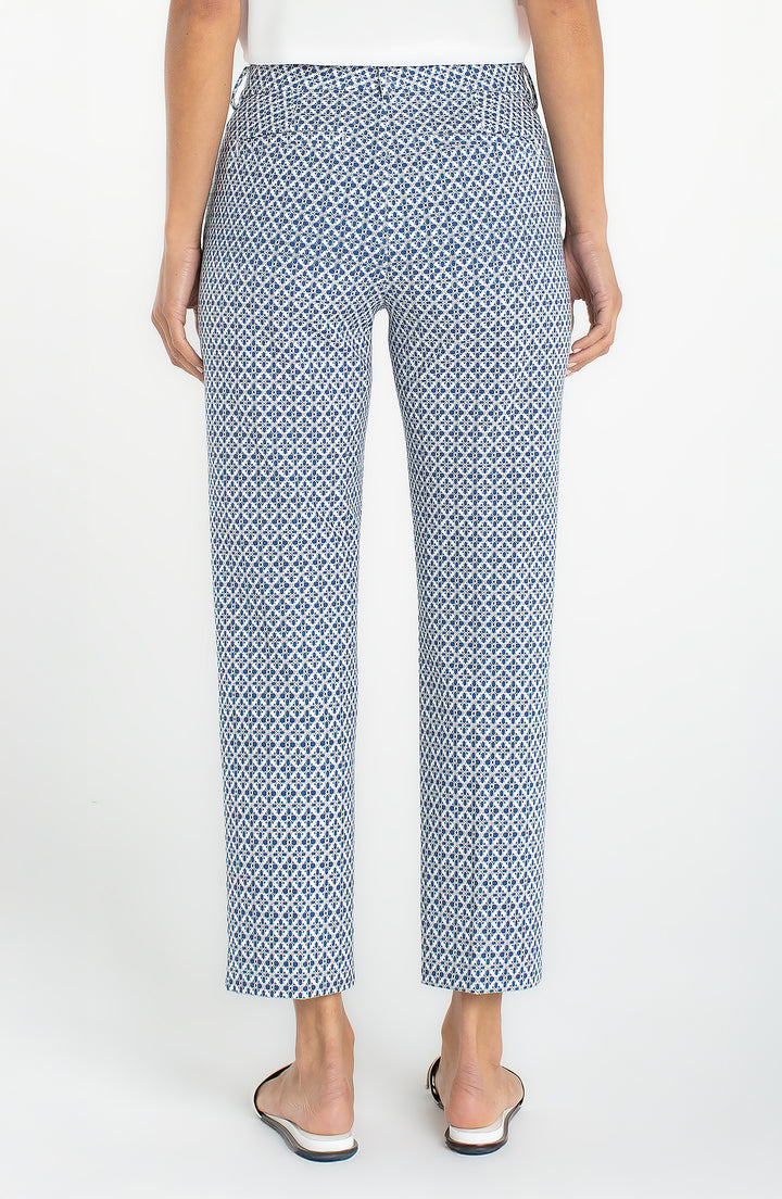 Liverpool Kelsey Trouser with Slit  LM5599M42P26  Blue/White Tile Print