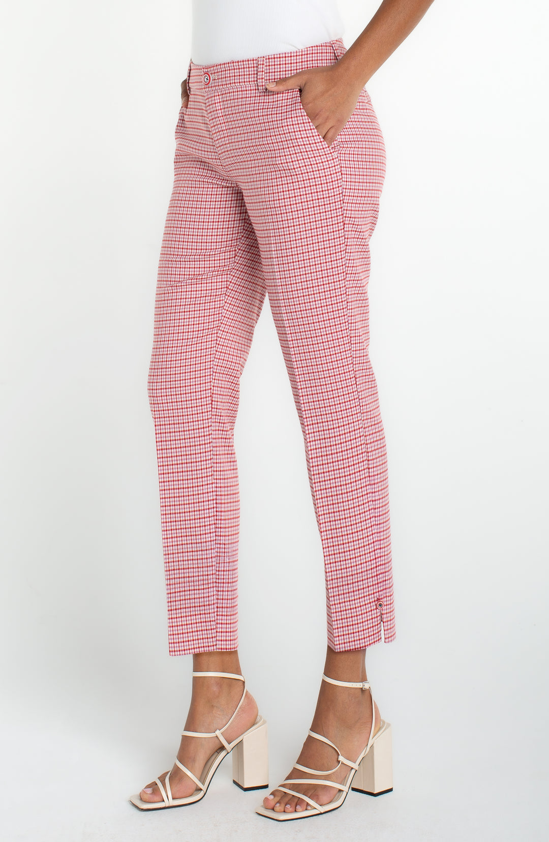 Liverpool Kelsey Crop Trouser  LM5716TR03  Cherry Red Plaid