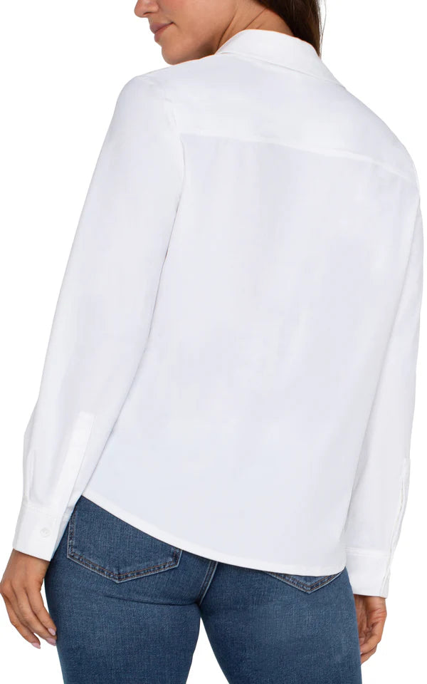 Liverpool Button Front Knit Shirt  LM8E25ETK  White