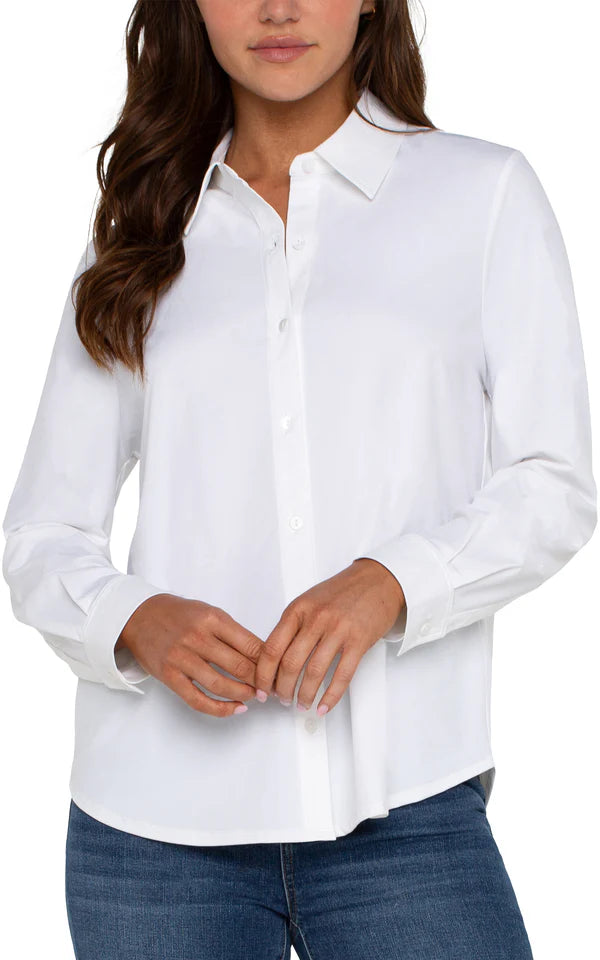 Liverpool Button Front Knit Shirt  LM8E25ETK  White