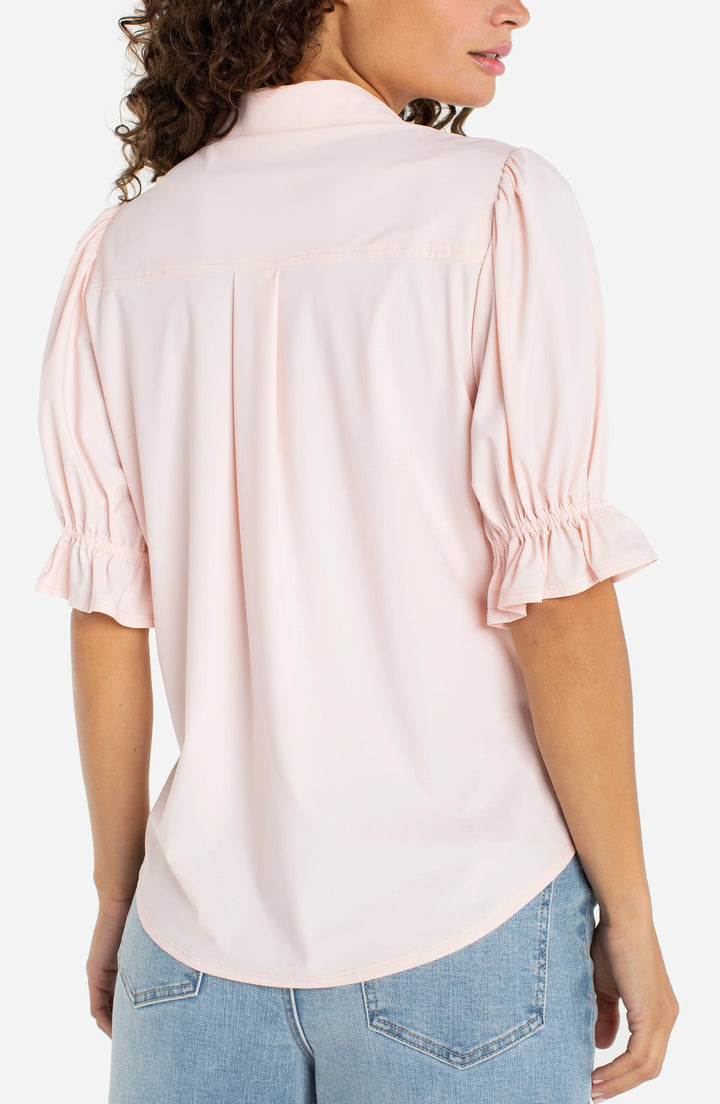 Liverpool Elbow Puff Sleeve Snap Front Shirt  LM8H24ETK  Pink