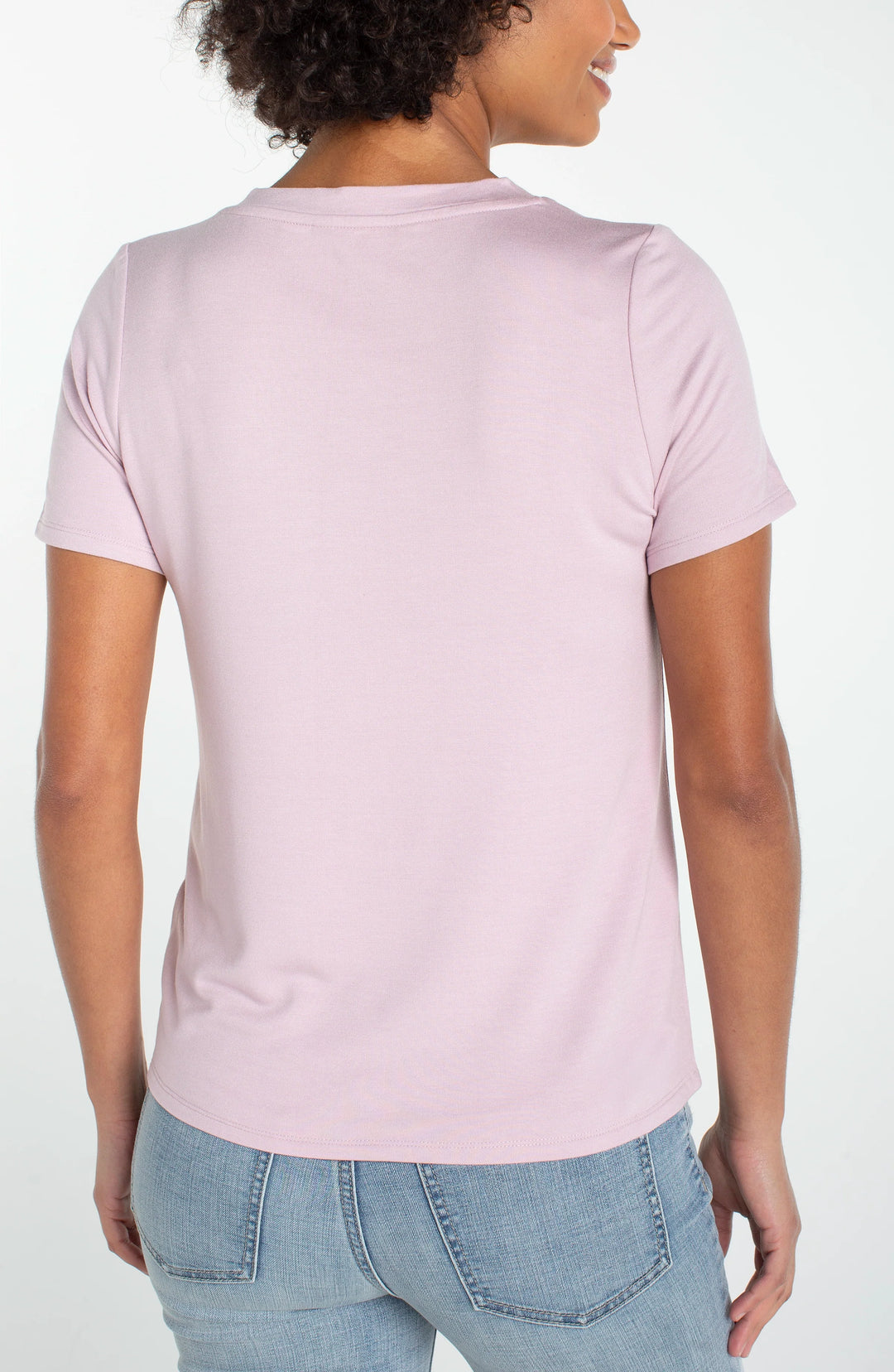 Liverpool Short Sleeve V-Neck Knit Tee  LM8J70KT60  Lilac Shadow
