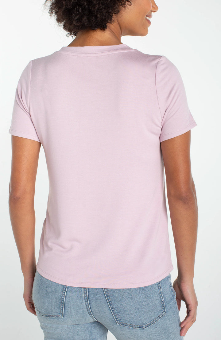 Liverpool Short Sleeve V-Neck Knit Tee  LM8J70KT60  Lilac Shadow