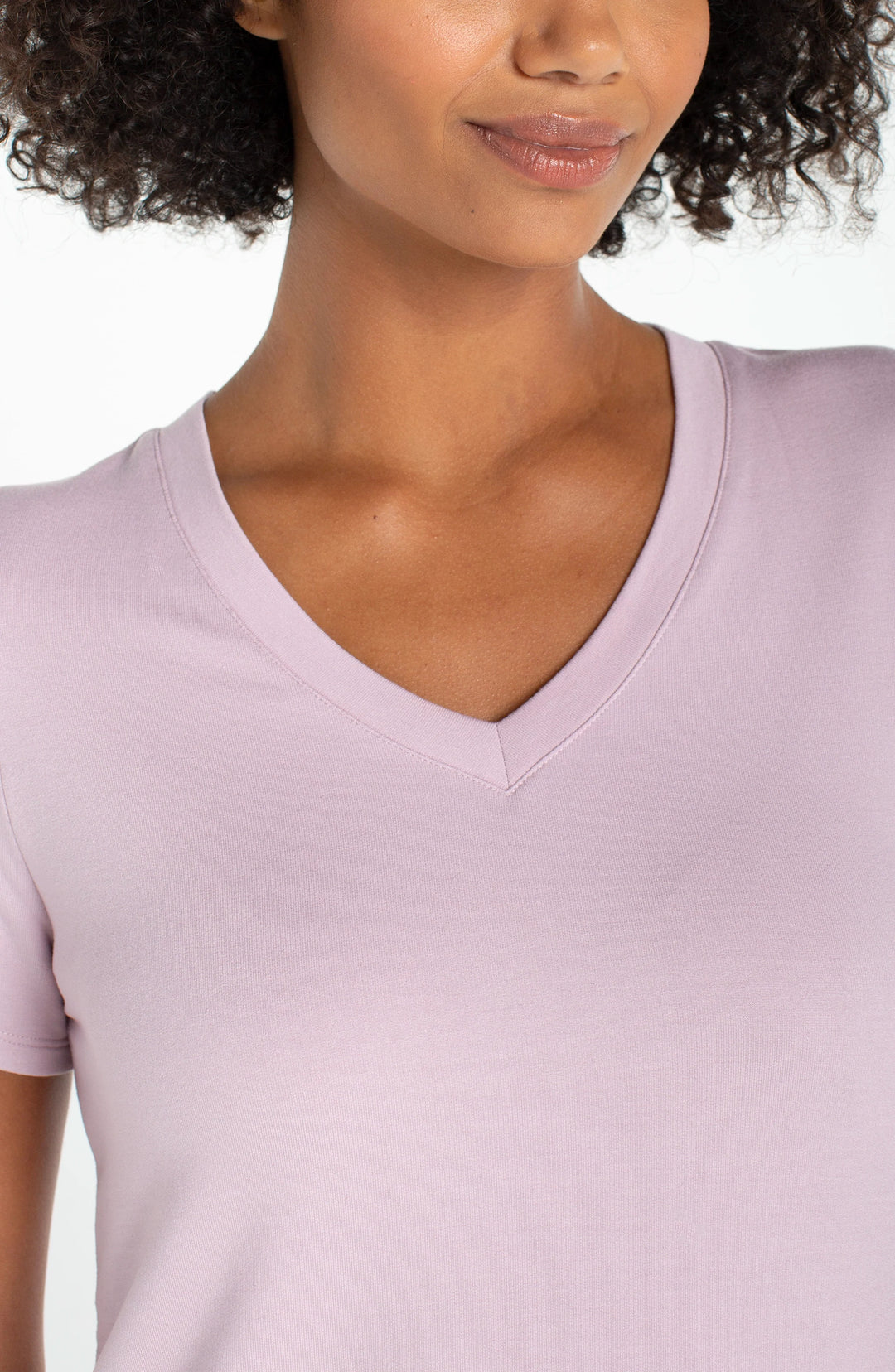Liverpool Short Sleeve V-Neck Knit Tee  LM8J70KT60  Lilac Shadow