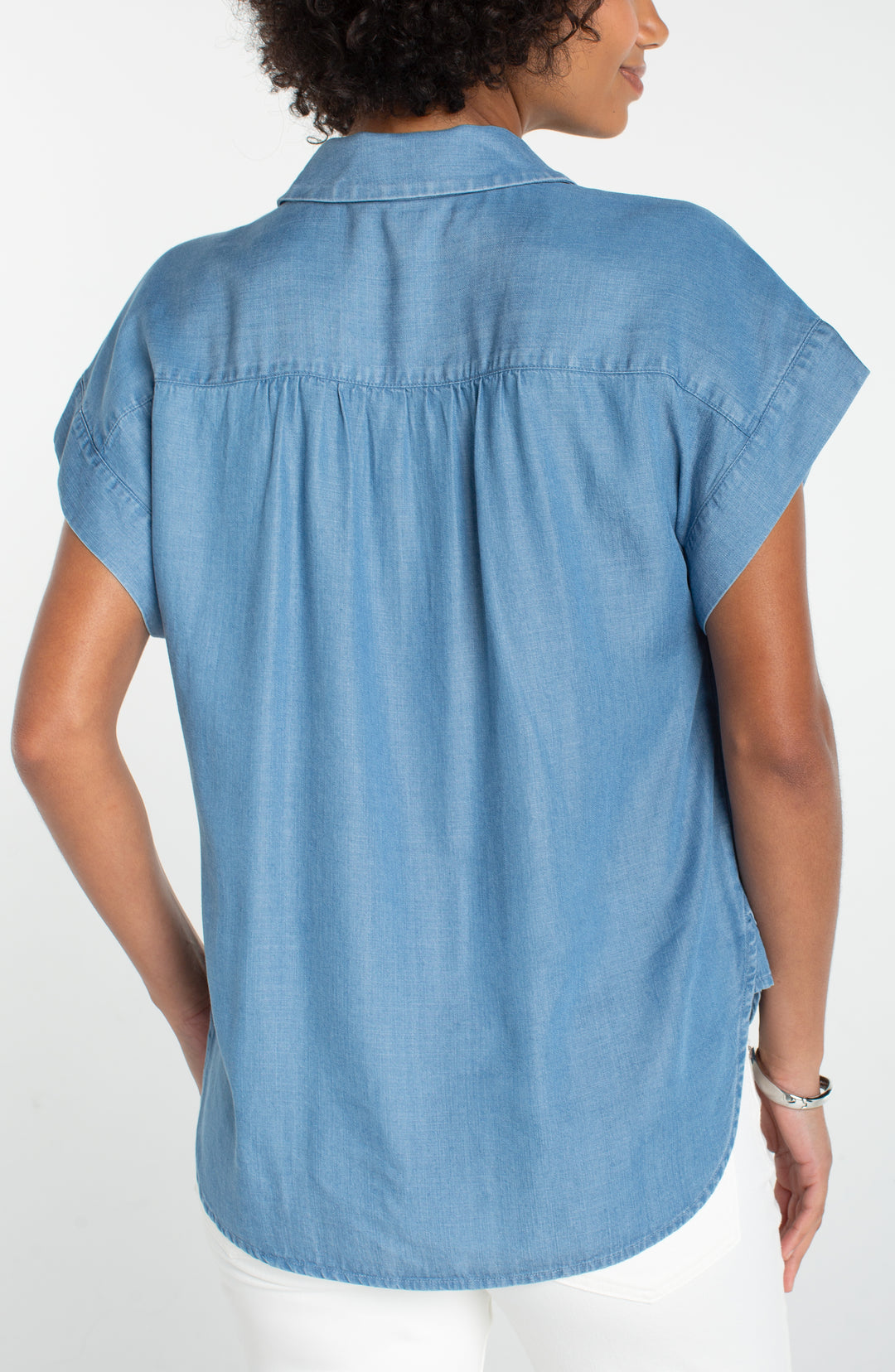 Liverpool Popover Shirt with Polo Collar  LM8K57Y47  Sunlit Blue
