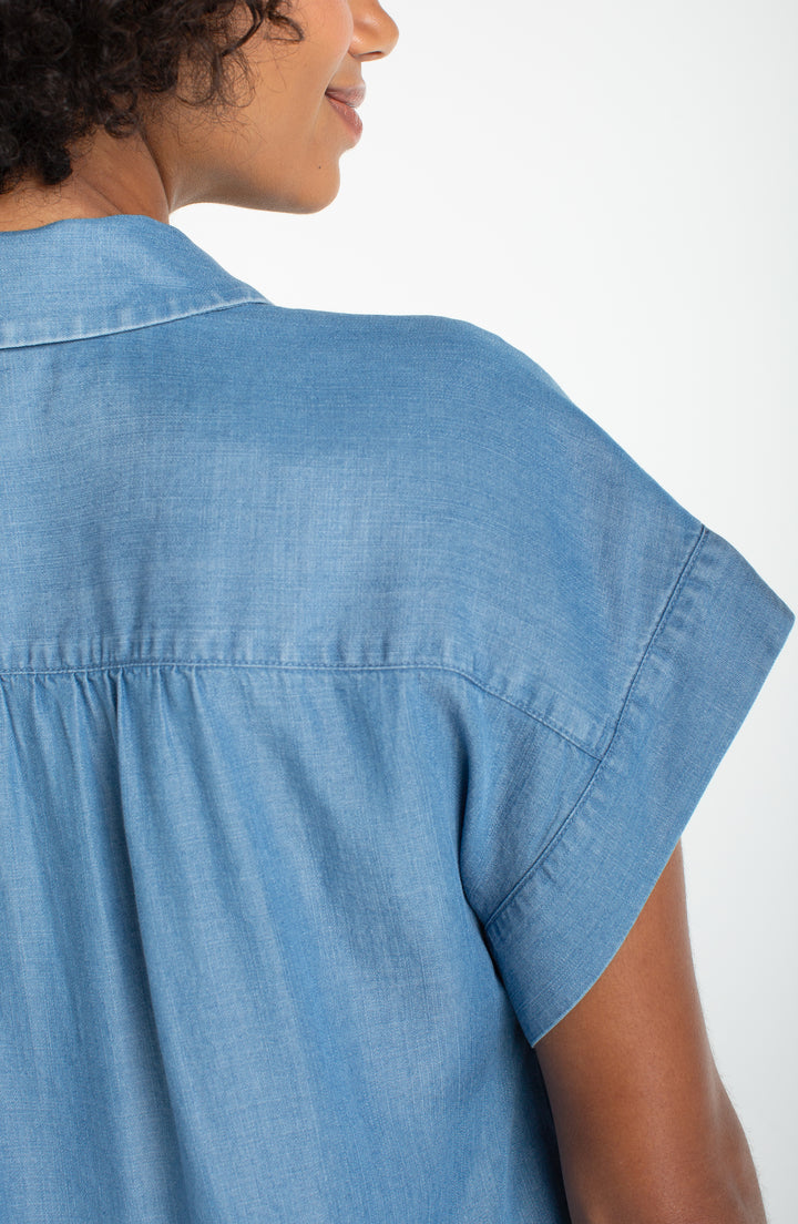 Liverpool Popover Shirt with Polo Collar  LM8K57Y47  Sunlit Blue