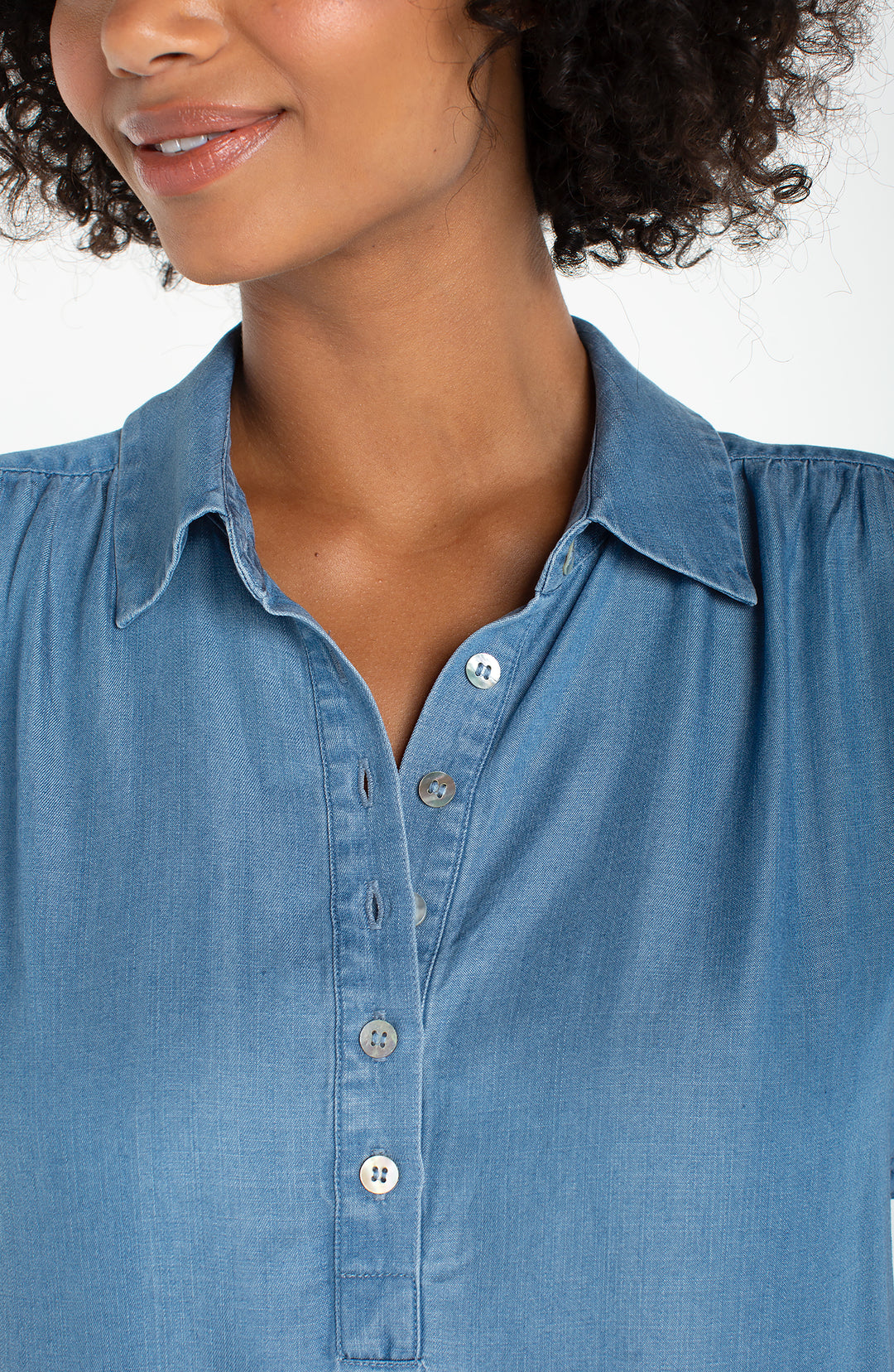Liverpool Popover Shirt with Polo Collar  LM8K57Y47  Sunlit Blue