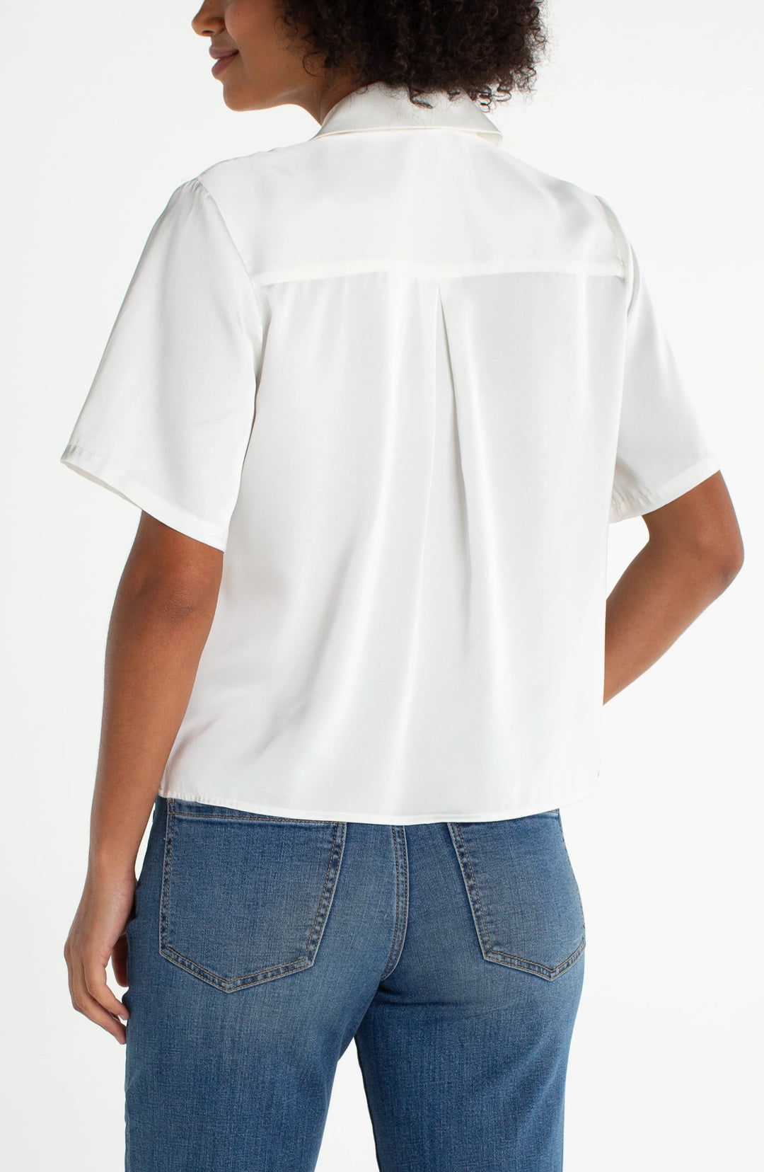 Liverpool Short Sleeve Camp Collar Blouse  LM8K71PS6  Whipped Cream
