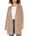 Liverpool Open Front Sweater Coat  LMC002SK81J2  Camel Cream Plaid