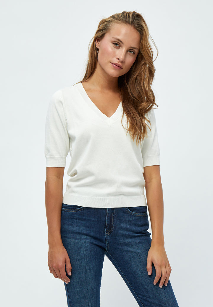 Minus Milla V-Neck Tee - MI4751  Broken White