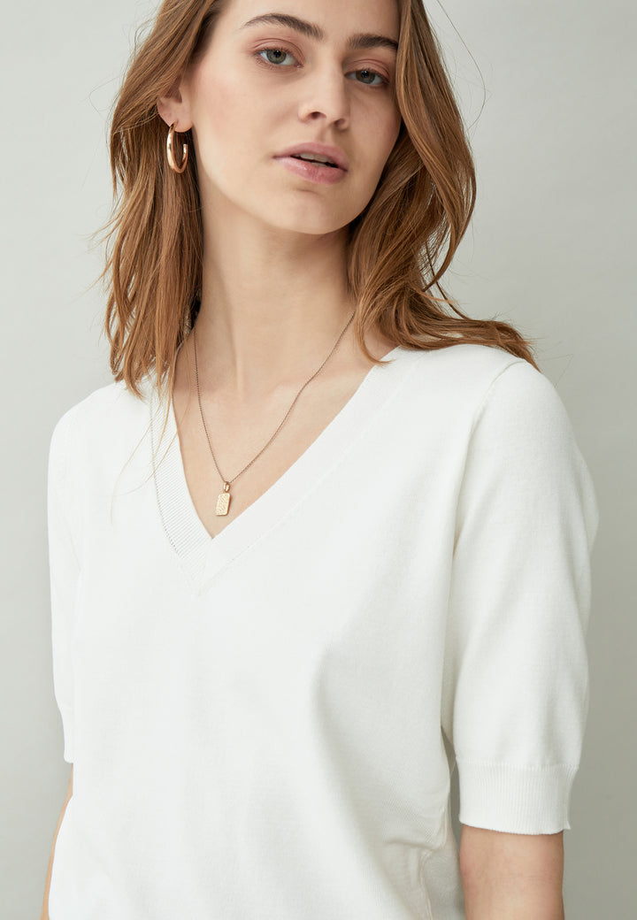 Minus Milla V-Neck Tee - MI4751  Broken White