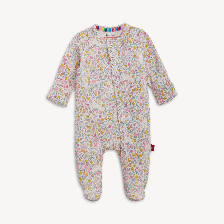 Magnetic Me Ruffle Baby Footie   MS600076   Bunny Blossom