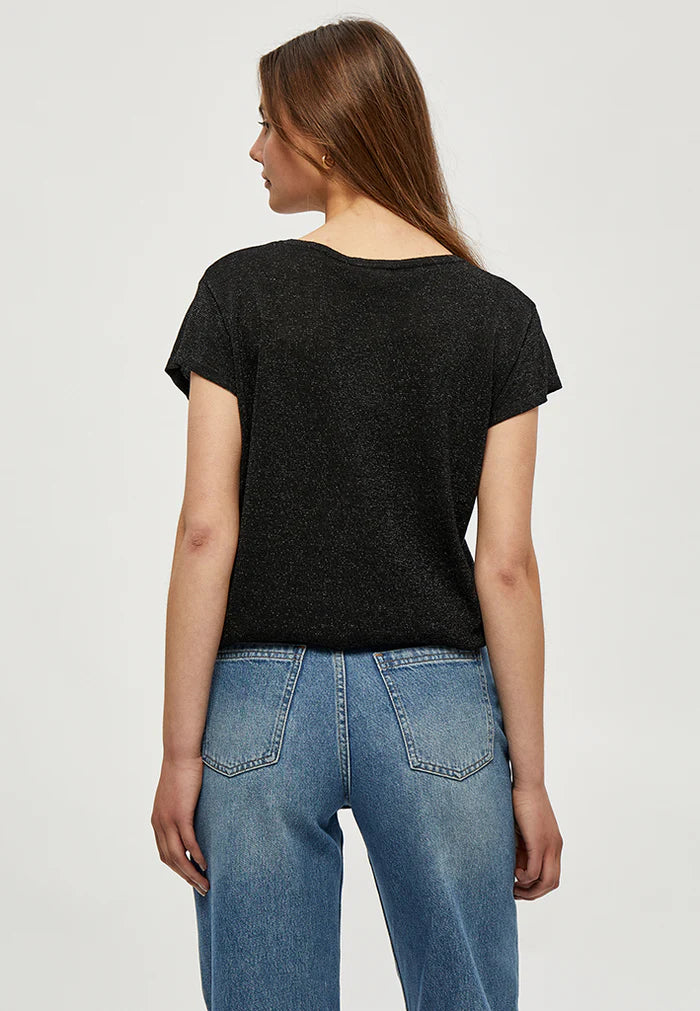 Minus Carlina Knit Tee  MI4035  Black Iris Metallic