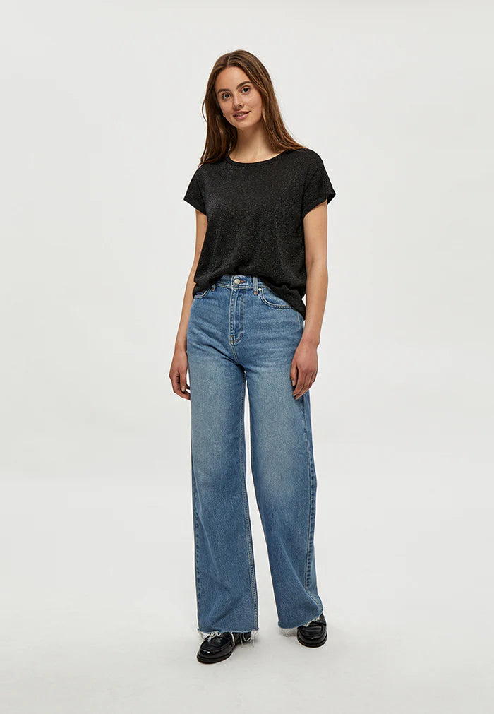 Minus Carlina Knit Tee  MI4035  Black Iris Metallic