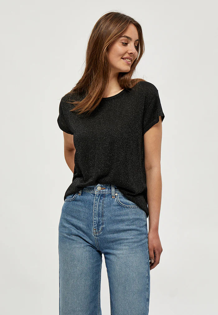 Minus Carlina Knit Tee  MI4035  Black Iris Metallic