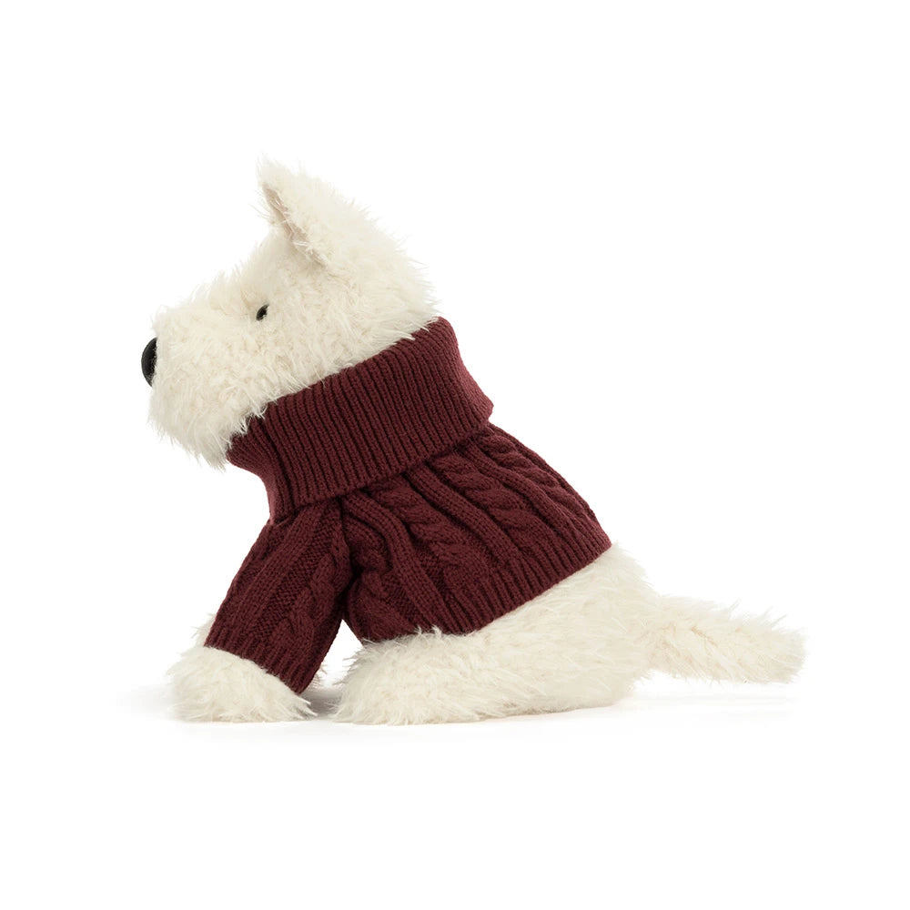 Jellycat Munro Scottie Dog In Winter Sweater  MUN2JUM