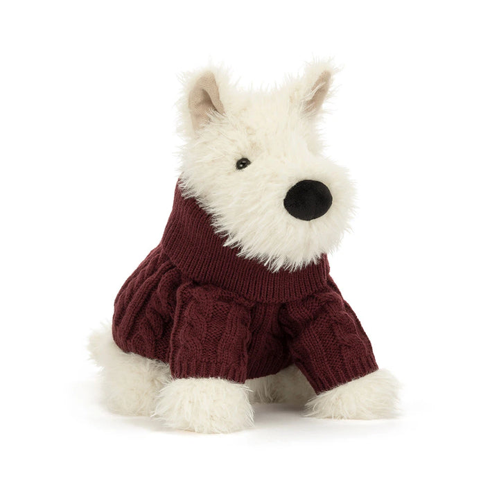 Jellycat Munro Scottie Dog In Winter Sweater  MUN2JUM