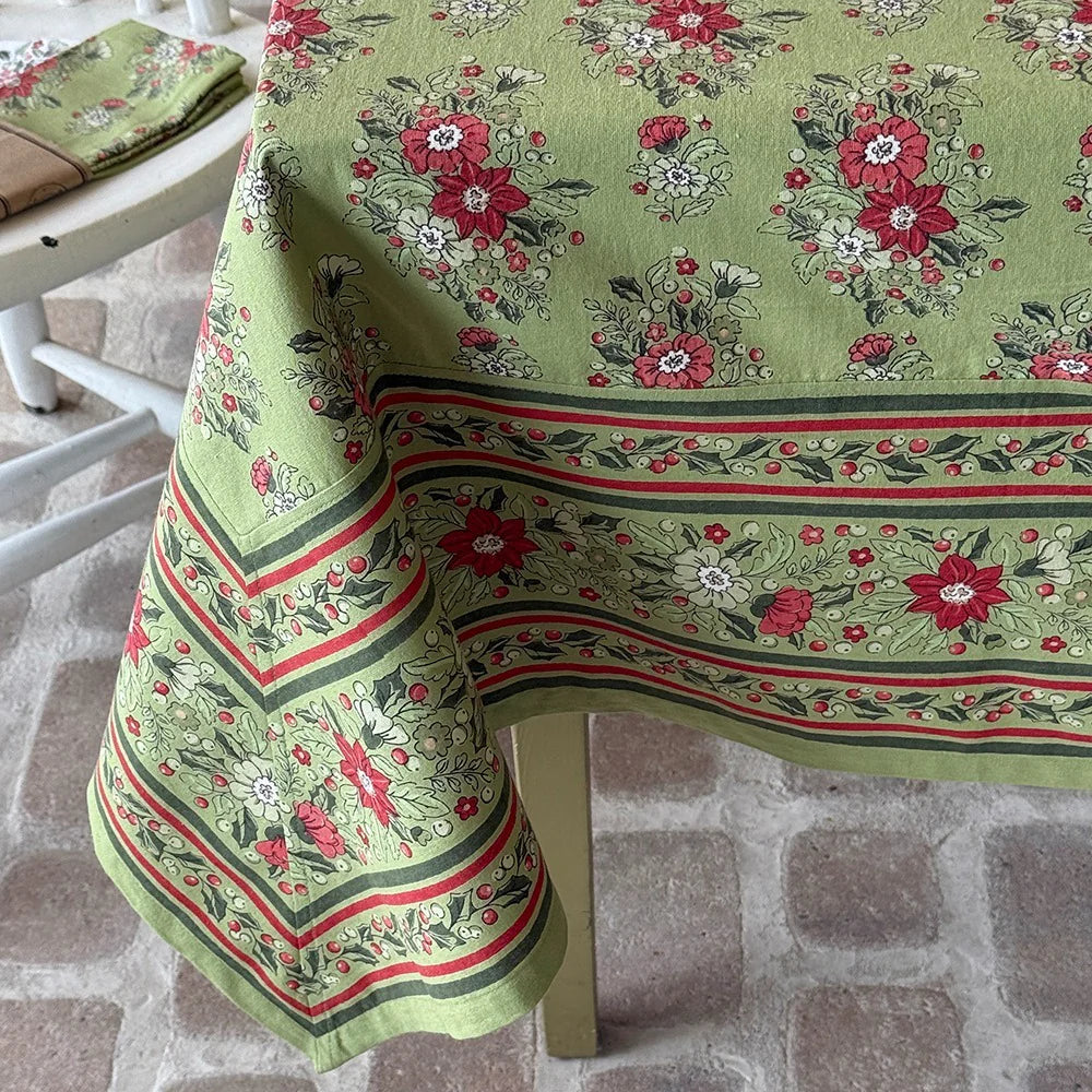 Mahogany Tablecloth  -  Holly and Berry Green