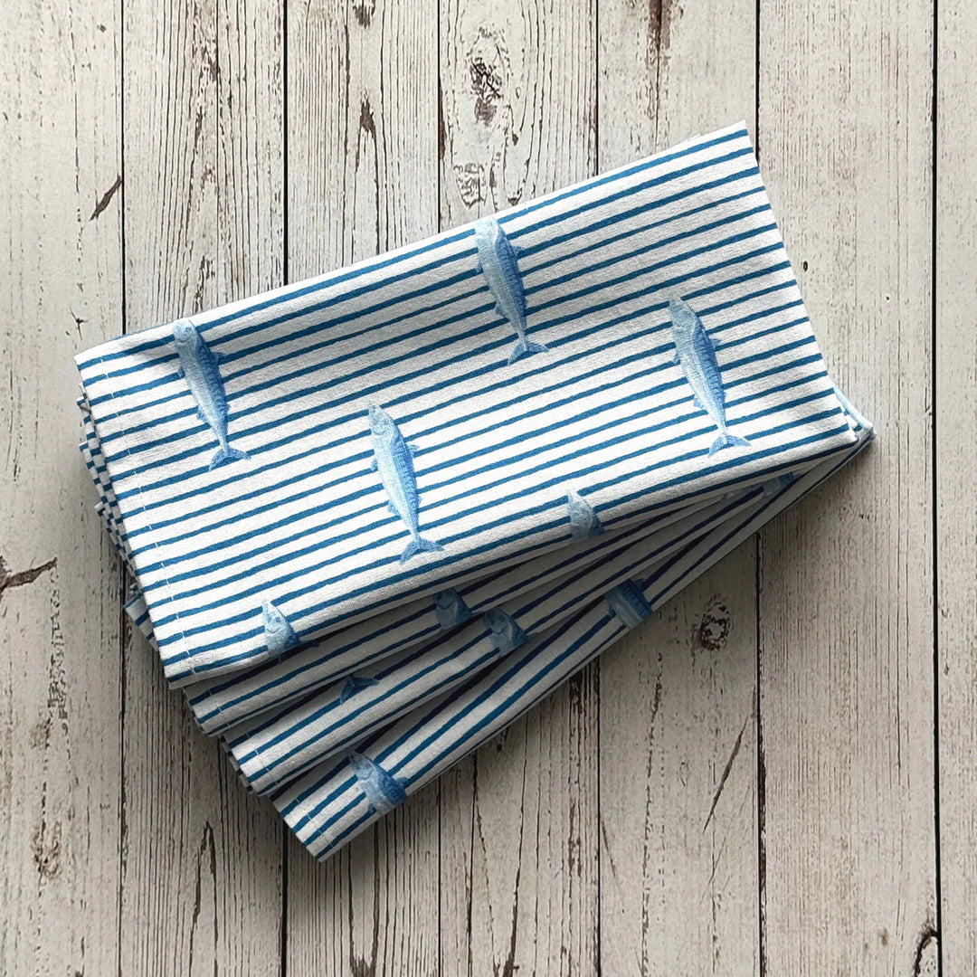 Mahogany Striped Fish Napkin Set/4