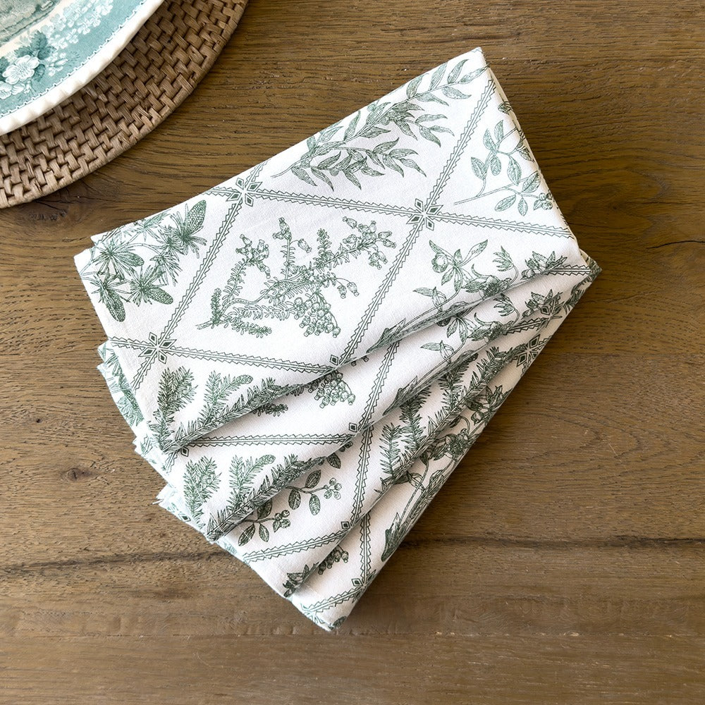 Mahogany Winter Greens Table Linen Collection