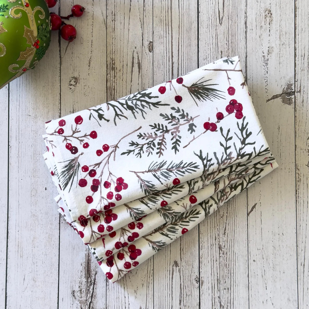 Mahogany Pine and Berry Table Linen Collection