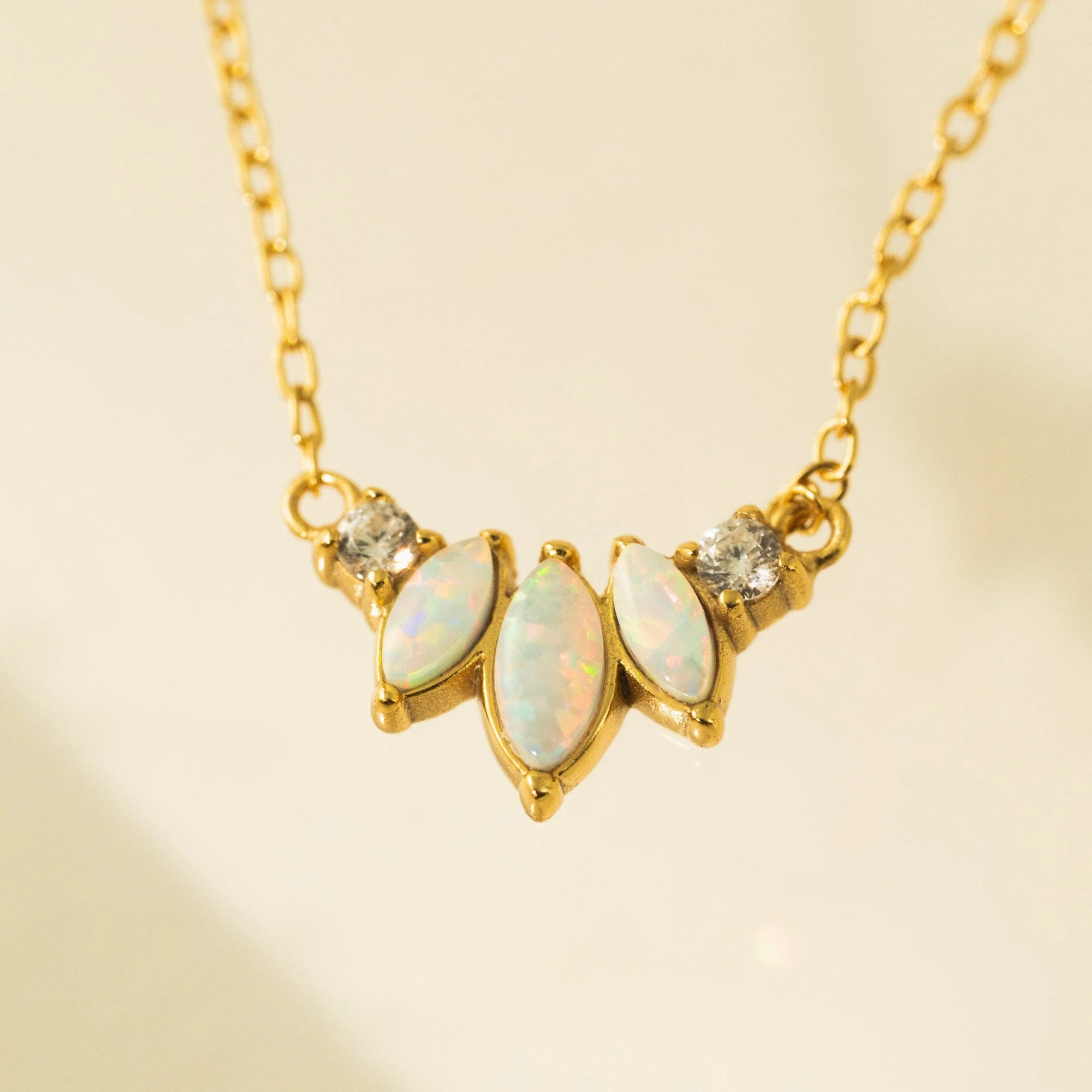 Lovers Tempo Marquise Opal Necklace -White Opal